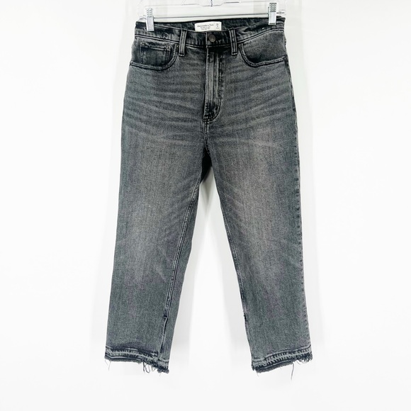 Abercrombie & Fitch Curve Love The Ankle Straight Jeans Ultra High Rise Slits